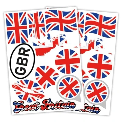 Abbildung von Finest Folia 2er Set DIN A4 Länderaufkleber Fahne Aufkleber Länderfahne Flagge für Auto Motorrad Sticker Länderflagge selbstklebend wetterfest R217 (20 Großbritannien)