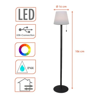 Abbildung von Spetebo LED Außen Stehlampe Akku Garten Standleuchte 106 x 16 cm, 4 Leuchtmodi, fest integriert, warmweiß, soft 8 Farben im Wechsel, Farbe fixiert, wieder aufladbar