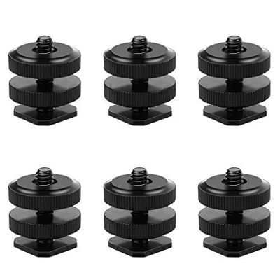 Abbildung von Kamera Blitzschuh 1/4&quot; Adapter, 6 Pcs Schraube Blitzschuh, Adapter für Stativgewinde auf Mikrofone Audiorecorder Stativanschluss