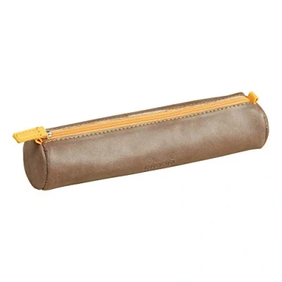 Abbildung von Rhodia 318891C rund Schlampermäppchen (21,5 x 5 cm, Kunstleder, elegant und praktisch, Reißverschuss Griffplatte, ideal für unterwegs) 1 Stück, silber