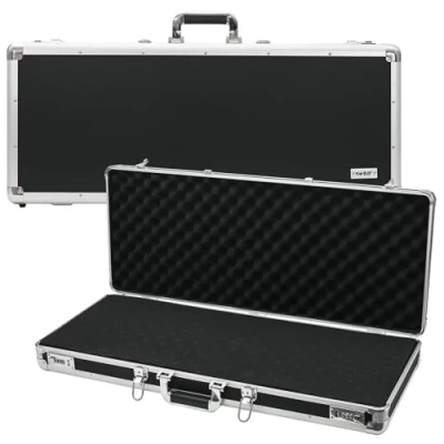 Abbildung von HMF 14444 02 Alu Waffenkoffer für Gewehre mit Rasterschaumstoff 82 x 36 12 cm Schwarz