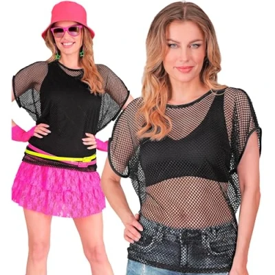 Abbildung von W WIDMANN MILANO Party Fashion Netzoberteil für Damen, kurzarm Netzshirt, T Shirt Festival, Karneval