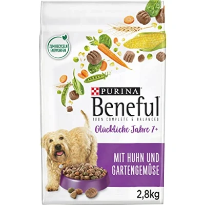 Abbildung von Beneful Glückliche Jahre 7+ Senior Hundefutter trocken, mit Huhn und Gartengemüse, 4er Pack (4 x 2,8kg)