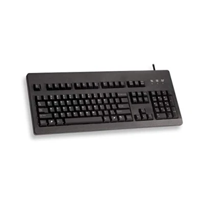 Abbildung von CHERRY G80 3000, Kabelgebundene Mechanische Tastatur, EU Layout (QWERTY), USB Anschluss, Robust, Programmierbare Tasten, MX BLUE Switches, Schwarz