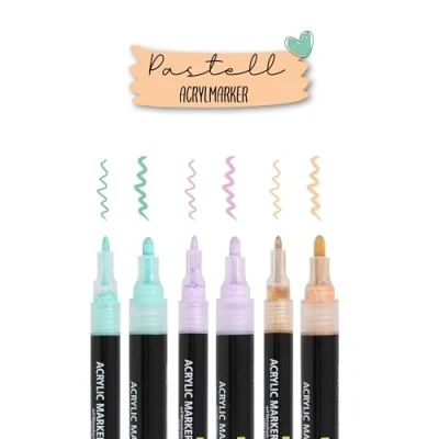 Abbildung von Online 6er Set Acryl Stifte Pastell Beige, Lavendel, Türkis I Deckend für Handlettering &amp; DIY Fineliner Marker zum bemalen von Ostereiern, Papier, Glas, Holz, Stein, Stoff