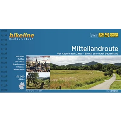 Abbildung von Mittellandroute: Von Aachen nach Zittau Einmal quer durch Deutschland, 1:75.000, 1.044 km, wtterfest/reißfest, GPS Tracks Download, LiveUpdate (Bikeline Radtourenbücher)