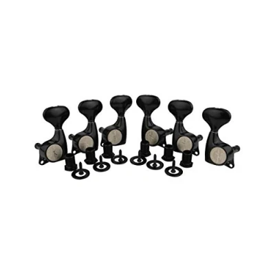 Abbildung von Guyker 6Pcs Guitar Machine Heads (3L + 3R) 1:21 Sealed Tuning Key Pegs Tuners Set Replacement for ST Tele SG Style Electric or Acoustic Guitars Black