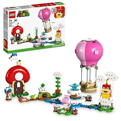 Abbildung von LEGO 71419 Super Mario Pfirsich&#039;s Garden Ballonfahrt Erweiterungsset 2023 Neu 7+ 453 Teile mit Pink Yoshi und Blue Toad