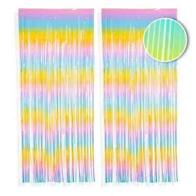 Abbildung von PHENO FLAGS Flagge 2 Stück Lametta Vorhang Deko, Girlande für Ihre Party, Funkelnden Metallic Look in Regenbogen