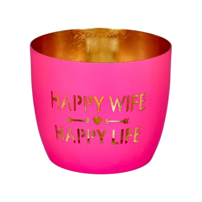 Abbildung von Giftcompany Kerzenhalter Windlicht Madras Happy Wife Life Hot Pink Gold