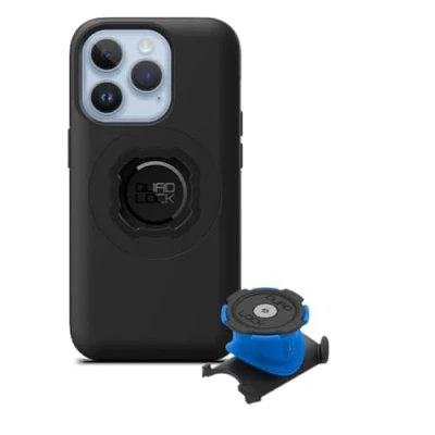 Abbildung von Quad Lock Vorbau/Lenker Handyhalterung Fahrrad Kit mit iPhone 14 Pro MAG Hülle