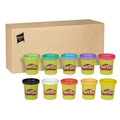 Abbildung von Play Doh Rainbow Pack 10 x 56g Dosen, Bastel Set mit hochwertiger Knetmasse in 8 fröhlichen Farben, fördert die Feinmotorik und das Gestalten, kreatives für Kinder ab 2 Jahren