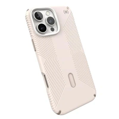 Abbildung von Speck iPhone 16 Pro Max Hülle MagSafe und ClickLock Slim Phone Case Handyhülle Presidio 2 Grip Knochen/Gold
