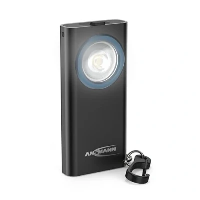 Abbildung von ANSMANN Mini Leuchte mit Boost Funktion, wiederaufladbar, kompakt &amp; leistungsstark, inkl. Haltemagnete, Clip und Karabinerhaken. Ideal für Sport, Spazieren, Camping, Werkstatt, Inspektion, etc.