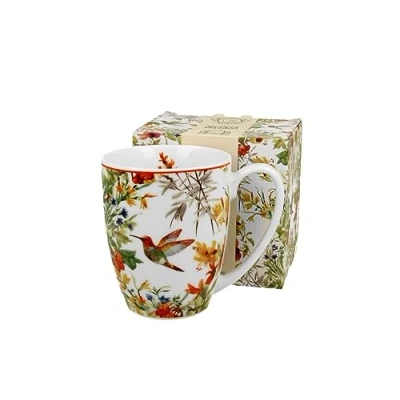 Abbildung von Duo Gift Becher Porzellan Sommer, Tieren, Vogel, Blumen. Planzen, Motiv, Tasse ca. 350 ml Linnea / Moosglöckchens Vogel Sommer Kollektion, Suovenir, Ideal als Geschenk, Sammlung, Dekoration