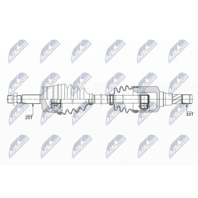 Abbildung von NTY NPW ME 124 Antriebswelle Vorderachse links 624 75 MITSUBISHI: COLT 6, SMART: Forfour I