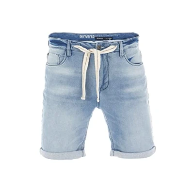 Abbildung von riverso Jeans Shorts Herren Stretch Kurz Kordelzug Regular Fit RIVPaul Kurze Hosen Bermuda Sommer Denim Einfarbig, Größe:W 42, Farbe:Light Blue (L114)