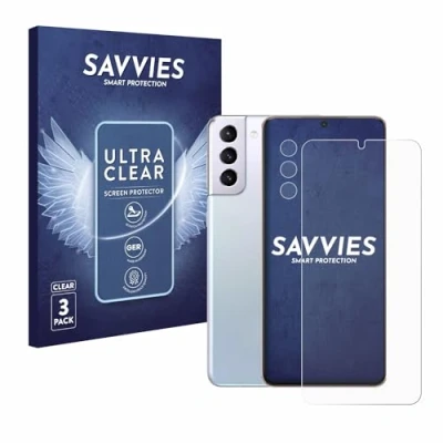 Abbildung von Savvies 6 Stück Schutzfolie für Samsung Galaxy S21 Plus 5G (Display+Kamera) Displayschutz Folie Ultra Transparent