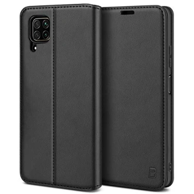 Abbildung von BEZ Handyhülle für Huawei P40 Lite Hülle, Premium Tasche Kompatibel Lite, Case Schutzhüllen aus Klappetui mit Kreditkartenhaltern, Ständer, Magnetverschluss, Schwarz