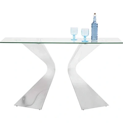 Abbildung von Kare Design Konsole Gloria, Chrom, Konsole, Konsolentisch, Edelstahlgestell, Glas Tischplatte, 82x140x45 cm (H/B/T)