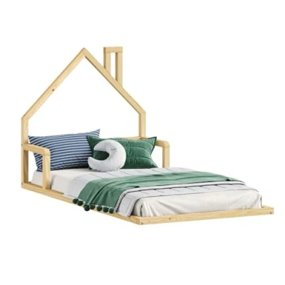 Abbildung von IDIMEX Kinderbett ELOA, Bodenbett 90x200 cm Montessori Natur