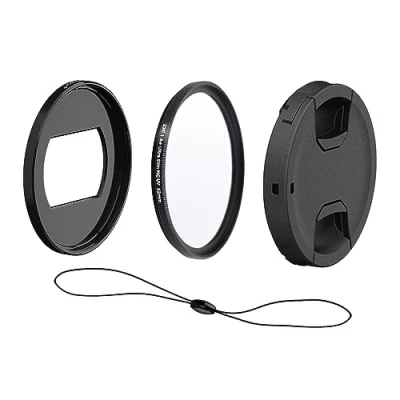 Abbildung von 4 teilig Objektiv Set für Canon G5X Mark II, und Sony ZV 1 Cyber Shot DSC RX100VI, RX100VII, RX100M6, RX100M7 (Filteradapter/UV Filter/Objektivdeckel/Objektivdeckelschnur)