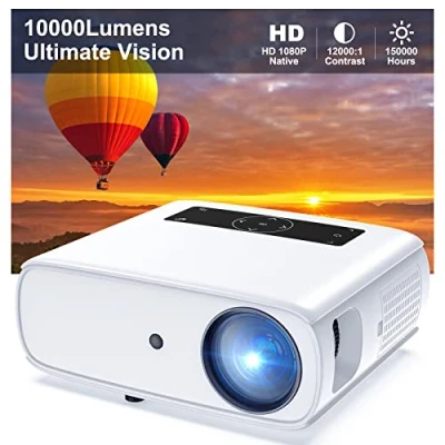 Abbildung von HOPVISION Beamer, Native 1080P Full HD Beamer 4K Heimkino mit 150000 Stunden, 350&#039;&#039; Display Multimedia Bluetooth für Smartphone/PC/Laptop/PS4/TV Stick/EXCEL/PPT