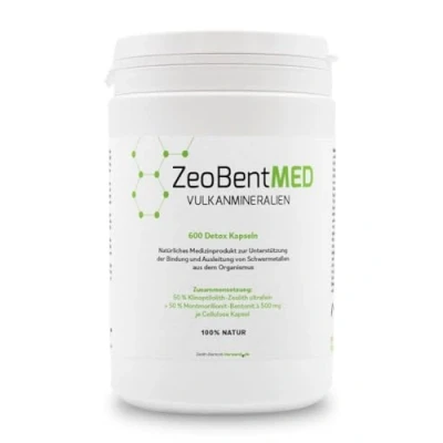 Abbildung von Zeolith MED 600 Detox Kapseln, Medizinprodukt, hochdosiert, hochwirksam ultrafein 9µm, Apothekenqualität, Entgiftung von Schwermetallen, 100% Bentonit, Entgiftungskur Vulkanmineralien
