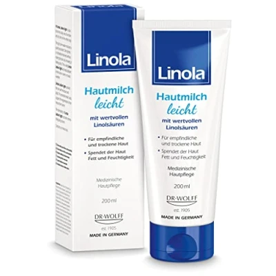 Abbildung von Linola Hautmilch leicht 1 x 200 ml Bodylotion für Empfindliche und Trockene Haut mit Neigung zu Neurodermitis Schnell Einziehende Medizinische Hautpflege
