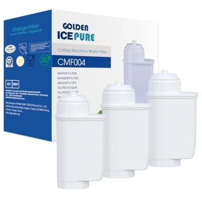 Abbildung von GOLDEN ICEPURE Wasserfilter Kaffeevollautomat für Siemens® EQ Series, EQ3/EQ6/EQ9, EQ500, S700, Brita® Intenza 575491, Bosch® TCZ7003, TCZ7033, NSF zertifizierter, 3 stück