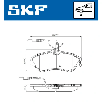 Abbildung von SKF VKBP 80281 E Bremsbelagsatz inkl. Verschleißwarnkontakt PEUGEOT: 306 Schrägheck, Cabrio, Limousine, CITROËN: Xsara Coupe