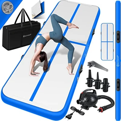 Abbildung von KESSER® Turnmatte Aufblasbar Airtrack Fitness Matte Gymnastikmatte 3/4/5/6m inkl. Tragetasche &amp; elektr. Luftpumpe Yogamatte, Tumbling Matten, Trainingsmatte Sportmatte Yoga, Turn