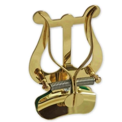 Abbildung von Soundman Marschgabel für Trompete/Kornett/Flügelhorn (Farbe: Gold) Praktischer Notenhalter Marschumzüge Stabiler Halt bei einfacher Anbringung direkt am Becher