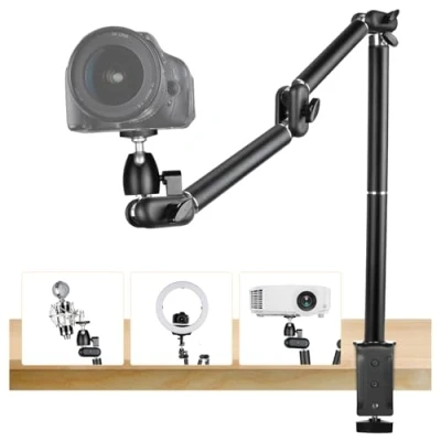 Abbildung von TARION Overhead Stativ Kamera Tischstativ Klemmstativ Flexibel Gelenkarm Tisch Halterung mit 3/8&#039;&#039; Gewinde und auf 1/4&#039;&#039; Schrauben Adapter für DSLR Kameras Ringlicht Projektor (L)