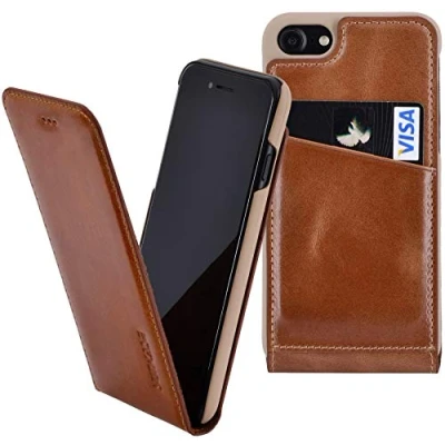 Abbildung von Suncase Original Flip Case kompatibel mit iPhone 8 7 Tasche Ledertasche Schutzhülle Hülle (Ultra Slim) in Cognac