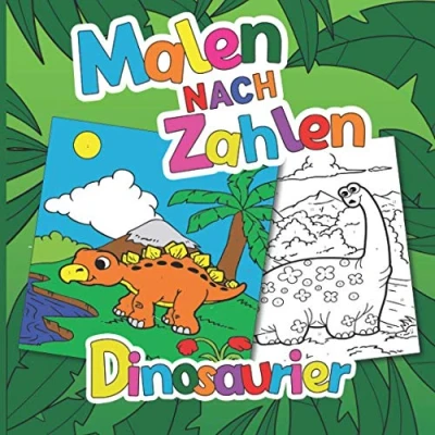 Abbildung von Malen nach Zahlen Dinosaurier: Dino Ausmalen Kinder ab 5 Jahre Malbuch
