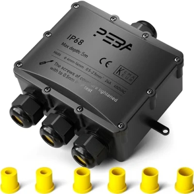 Abbildung von PEBA Wasserdicht Abzweigdose Erdkabel Kabelverbinder IP68 Verteilerdose steckdose aussen verteiler 4 mm 14 kabel für außen garten outdoor wasserdichte verbinder box Wege steckdosen Schwarz