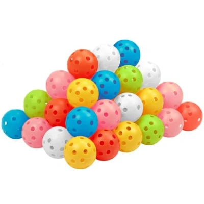 Abbildung von THIODOON Übungs Golftrainingsbälle mit begrenzter Flugbahn, 40 mm, hohler Kunststoff, farbige Airflow Golfbälle für Schwungübungen, Driving Range, Innenbereich, 48er Pack (gemischte Farben, 48 Stück)