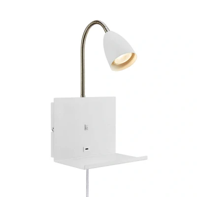 Abbildung von Wandleuchte Cuarto, weiß 30 cm Eisen Stecker USB Port Ablage