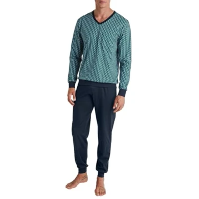 Abbildung von CALIDA Relax Imprint Bündchen Pyjama Herren, aus 100% Baumwolle, pflegeleicht, elastisch und formstabil, in Single Jersey