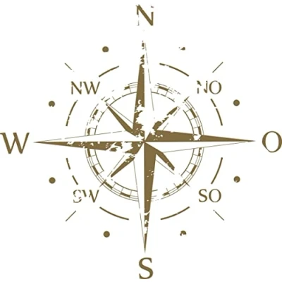 Abbildung von INDIGOS Wandtattoo Kompass Himmelsrichtungen Windrose Marine 60x60 cm Gold Dekoration Wandaufkleber für Wohnzimmer Kinderzimmer Büro Schule Firma