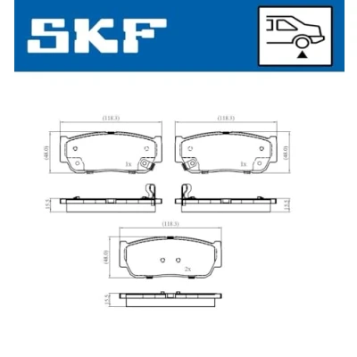 Abbildung von SKF VKBP 91082 A Bremsbelagsatz mit akustischer Verschleißwarnung SSANGYONG: Rexton W, / 2, RODIUS KIA: SORENTO 1