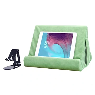 Abbildung von Tablet Ständer mit mehreren Winkeln, Halterung, weiches Kissen, Netztasche &amp; zufällige Farbauswahl, Knie, Sofa und Bett Universal Handy Pad (grün)