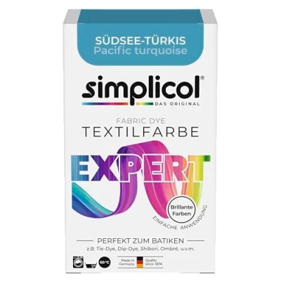 Abbildung von simplicol Textilfarbe expert Südsee Türkis Perfekt zum Batiken und für kreative DIY Projekte Einfache Anwendung Farbpulver 150 g