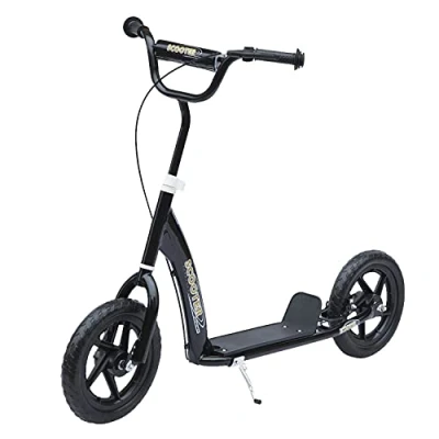 Abbildung von Kinderroller mit Hinterbremse 12 Zoll Scooter Tretroller EVA Schwarz