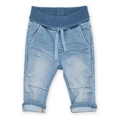 Abbildung von sigikid Baby Jeans mit elastischem Ripp Schlupfbund zum Umschlagen und Bindebändchen Softe Sweat Denim Qualität bequeme Passform, für Mädchen Jungen, Größe 62 98