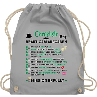 Abbildung von Shirtracer Turnbeutel Checkliste Bräutigam Aufgaben JGA, JGA Männer