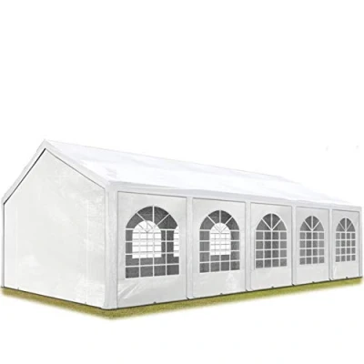 Abbildung von TOOLPORT Hochwertiges Partyzelt 4x10 m Pavillon Zelt PE Plane 450 N Gartenzelt Festzelt Wasserdicht weiß