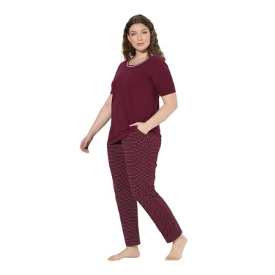 Abbildung von Ulla Popken Damen große Größen Übergrößen Plus Size Schlafanzug, Punkte, Rundhals, Halbarm