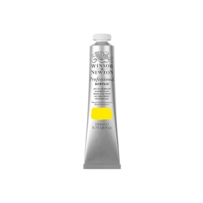 Abbildung von Winsor &amp; Newton 2337019 Professional Acrylfarbe in Künstlerqualität, hohe Farbbrillanz Deckkraft, Archivqualität, 200ml Tube Echtgelb Mittel